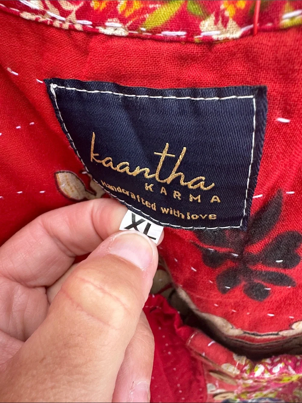Kantha Patchwork Boho Jumpsuit with Button Front - Picture 5 of 12
